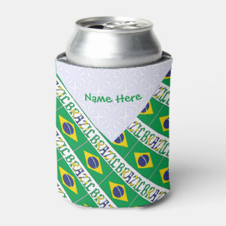 ブラジル国旗タイル柄 オリジナルデザイン 缶クーラー