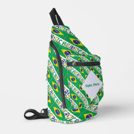 ブラジル国旗タイル柄 パーソナライズTiled スリングバッグ