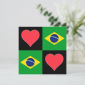 ブラジル国旗ハート愛国的ブラジル挨拶 カード (スタンド正面)