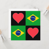 ブラジル国旗ハート愛国的ブラジル挨拶 カード (正面/裏面インサイチュ)