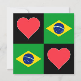 ブラジル国旗ハート愛国的ブラジル挨拶 カード