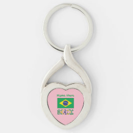 ブラジル国旗ハート キーホルダー
