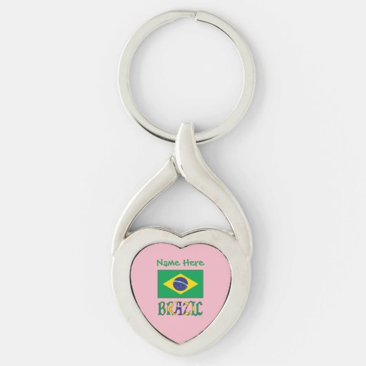 ブラジル国旗ハート キーホルダー (正面)