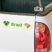 ブラジル国旗ハート+地図バンパーステッカー バンパーステッカー (トラック上)
