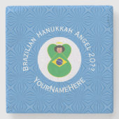 ブラジル国旗パーソナライズされた ストーンコースター (正面)