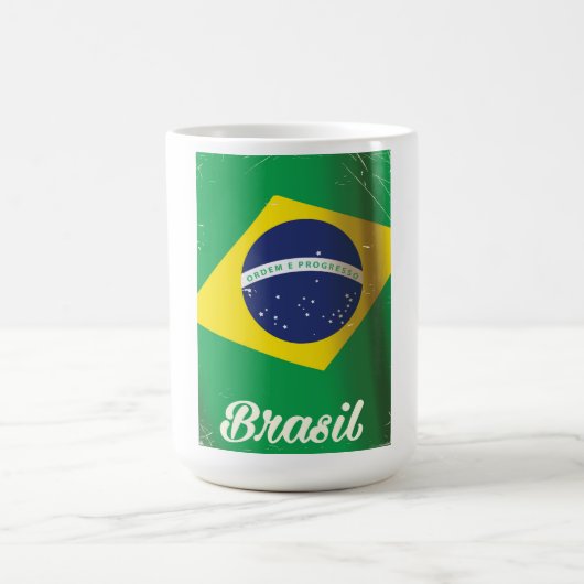 ブラジル国旗ビンテージ旅行ポスター コーヒーマグカップ (中央)