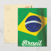 ブラジル国旗ビンテージ旅行ポスター ポストカード (正面/裏面)