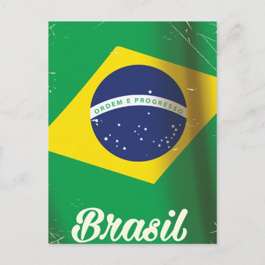 ブラジル国旗ビンテージ旅行ポスター ポストカード (正面)