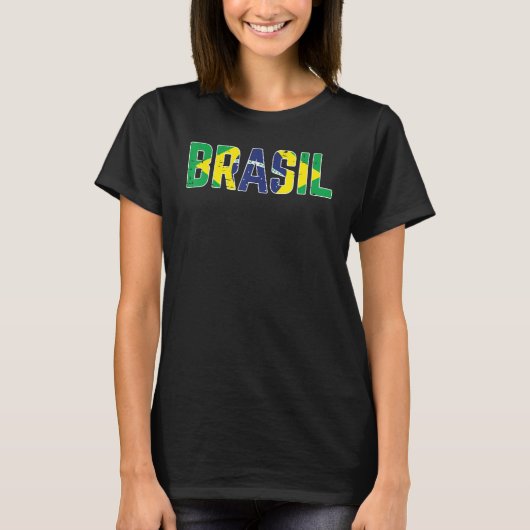 ブラジル国旗ブラジルのサッカーファンの男性の女性の男の子ギ Tシャツ (正面)