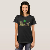 ブラジル国旗ブラジルのサッカー女性男性 Tシャツ (正面フル)