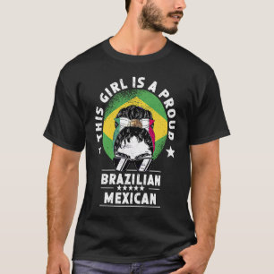 ブラジル国旗メキシコ育ち女性女子市民プライド Tシャツ