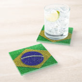 ブラジル国旗リオデジャネイログリッター ガラスコースター (アングル)