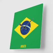 ブラジル国旗愛国 スクエア壁時計 (傾斜)