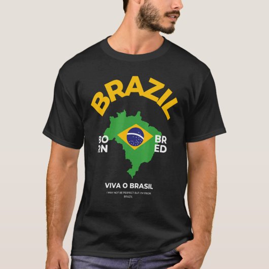 ブラジル国旗男性へのアイディアとブラジル国旗H Tシャツ (正面)