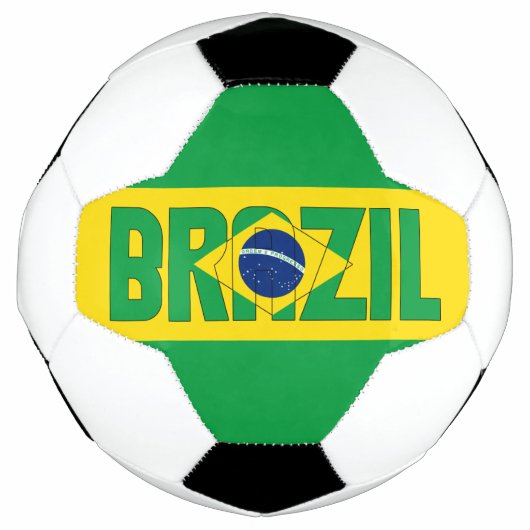 ブラジル国旗緑の黄色い青色愛国  サッカーボール (正面)