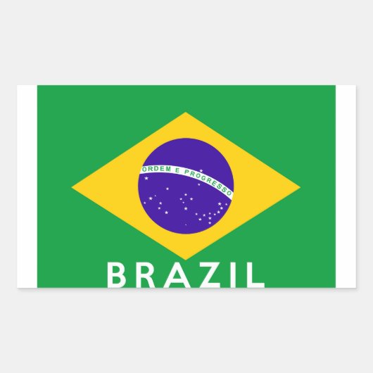 ブラジル国旗記号名文字 長方形シール (正面)