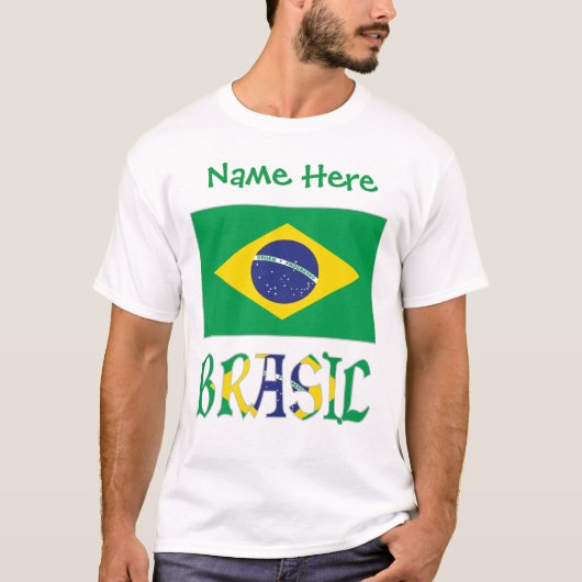 ブラジル国旗 オーダーメイド メンズ Tシャツ (正面)