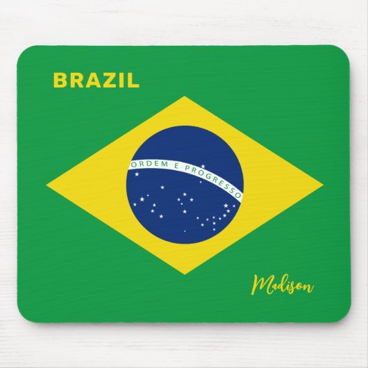 ブラジル国旗 カスタムネーム マウスパッド (正面)