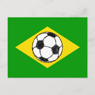 ブラジル国旗 サッカースケッチ ポストカード