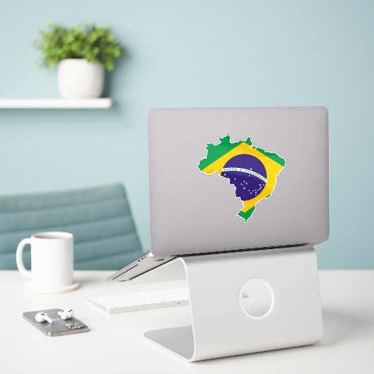 ブラジル国旗 シール (デスク上のノートパソコン)