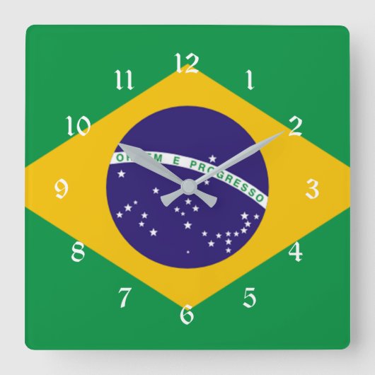 ブラジル国旗 スクエア壁時計 (正面)