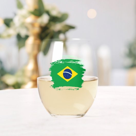ブラジル国旗 ステムなしワイングラス (インサイチュ (ウェディング))