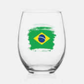 ブラジル国旗 ステムなしワイングラス (正面)