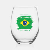 ブラジル国旗 ステムなしワイングラス (裏面)