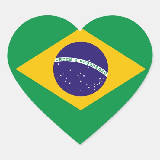 ブラジル国旗 ハートシール (正面)