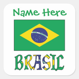 ブラジル国旗 パーソナライズド フラグ スクエアラベル スクエアシール