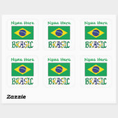 ブラジル国旗 パーソナライズド フラグ スクエアラベル スクエアシール (シート)