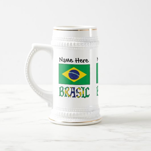 ブラジル国旗 ブラジル 個人名入れ ビールジョッキ (左)