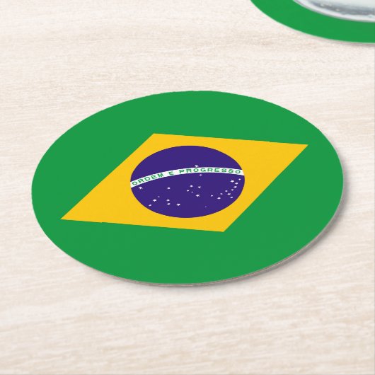 ブラジル国旗 ラウンドペーパーコースター (アングル)