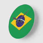 ブラジル国旗 ラウンド壁時計 (傾斜)