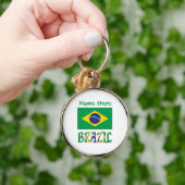 ブラジル国旗 円形メタル キーホルダー (手)