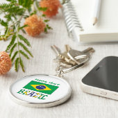 ブラジル国旗 円形メタル キーホルダー (側面)