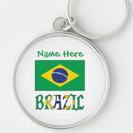 ブラジル国旗 円形メタル キーホルダー