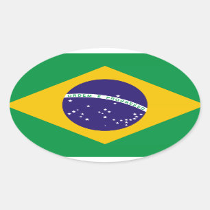 ブラジル国旗 楕円形シール