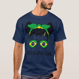 ブラジル国旗Iバンス散らかったブラジルの少女 Tシャツ