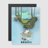 ブラジル地図 イラスト旅行ポスター (正面/裏面)
