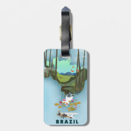 ブラジル地図 イラスト旅行ポスター ラゲッジタグ