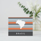 ブラジル地図: モダンストライプ ポストカード (スタンド正面)