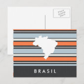 ブラジル地図: モダンストライプ ポストカード (正面/裏面)