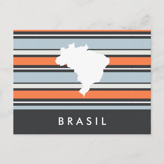 ブラジル地図: モダンストライプ ポストカード (正面)
