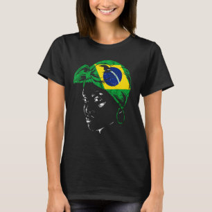 ブラジル女性ヘッドスカーフのブラジル国旗 Tシャツ