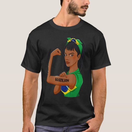 ブラジル女性向けのメージーブン・ブラジル国旗 Tシャツ (正面)