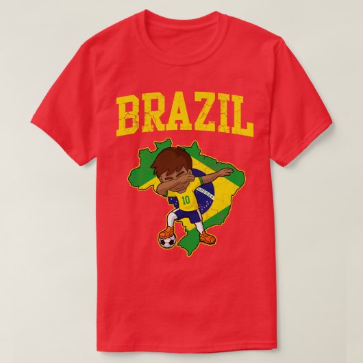 ブラジル少年ブラジル国旗の地図 Tシャツ (デザイン正面)