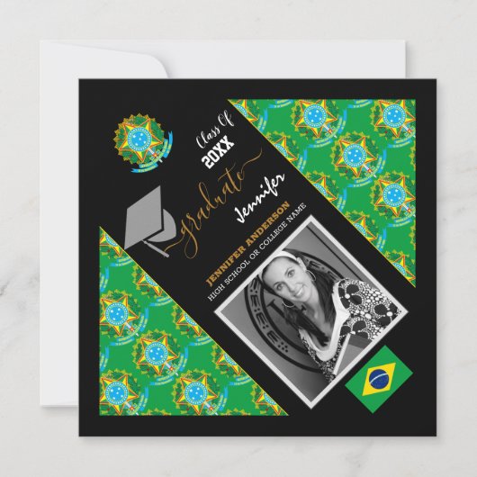 ブラジル州旗の卒業式と写真 招待状 (正面)