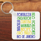 ブラジル市名ブラジル国旗のキーチェーン キーホルダー (正面)
