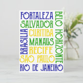 ブラジル市名ブラジル国旗の招待状カード 招待状 (スタンド正面)